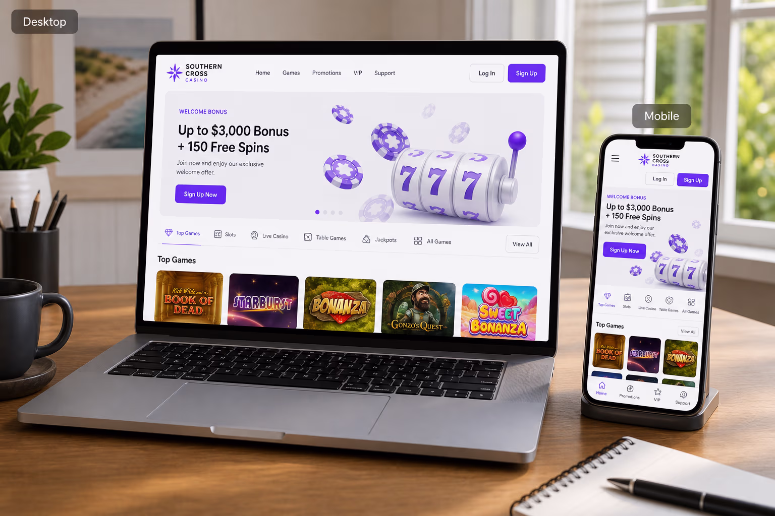 Games and Casino Sections on Instant Casino